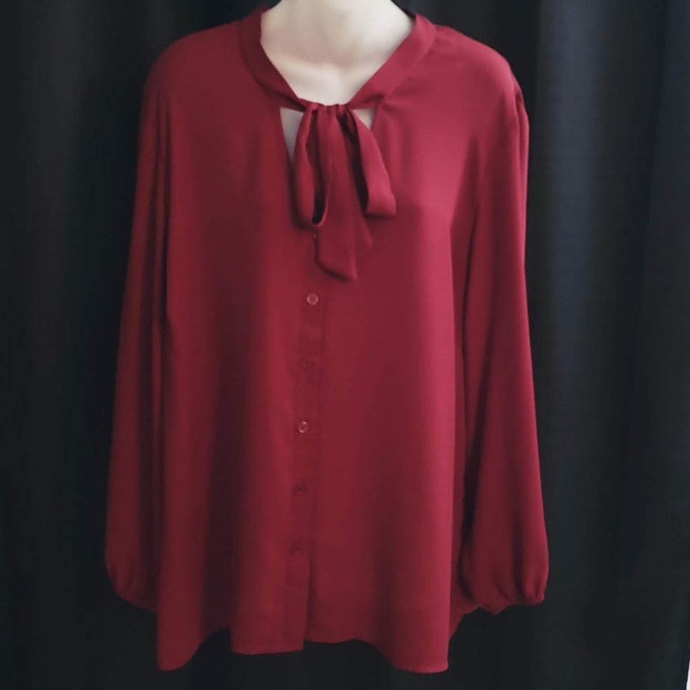 Charlotte Russe Maroon Long Sleeve Button Up Top